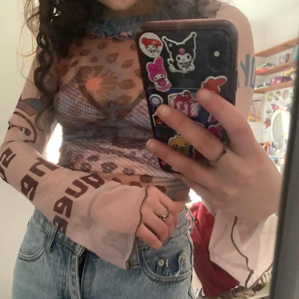 mesh leopard y2k shirt